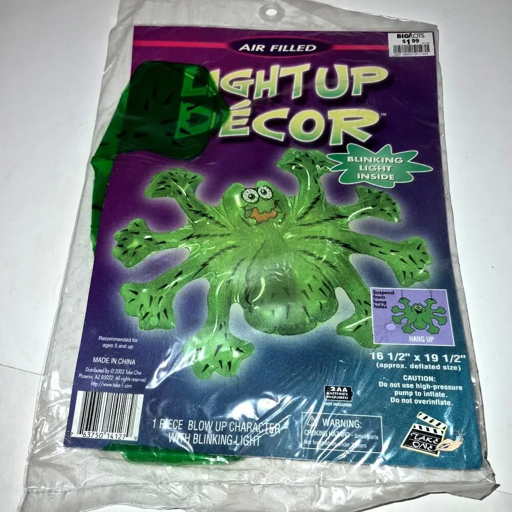 Vintage 2003 Take One Hanging Inflatable Lighted Spider Halloween Decor Sealed